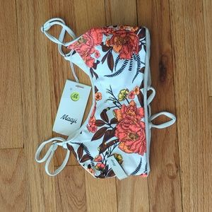 Maaji orange and white floral bikini top